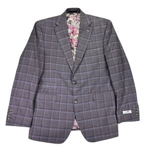 Tayion Mens Agordy Regular Fit Plaid Suit Jacket Lavender 38R